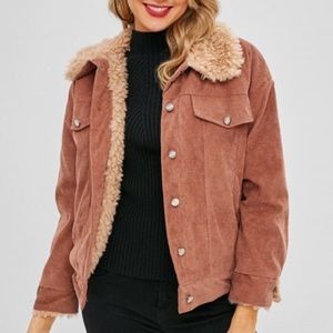 Fur lined corduroy jacket